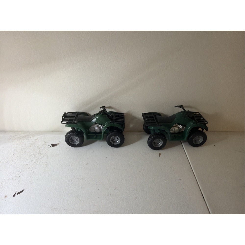 Set of 2 Green 4x4 Four Wheeler Plastic Toy ATV All Terrain Vehicles